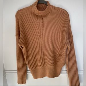 Brown Camel Cashmere blend Mock Neck Sweater